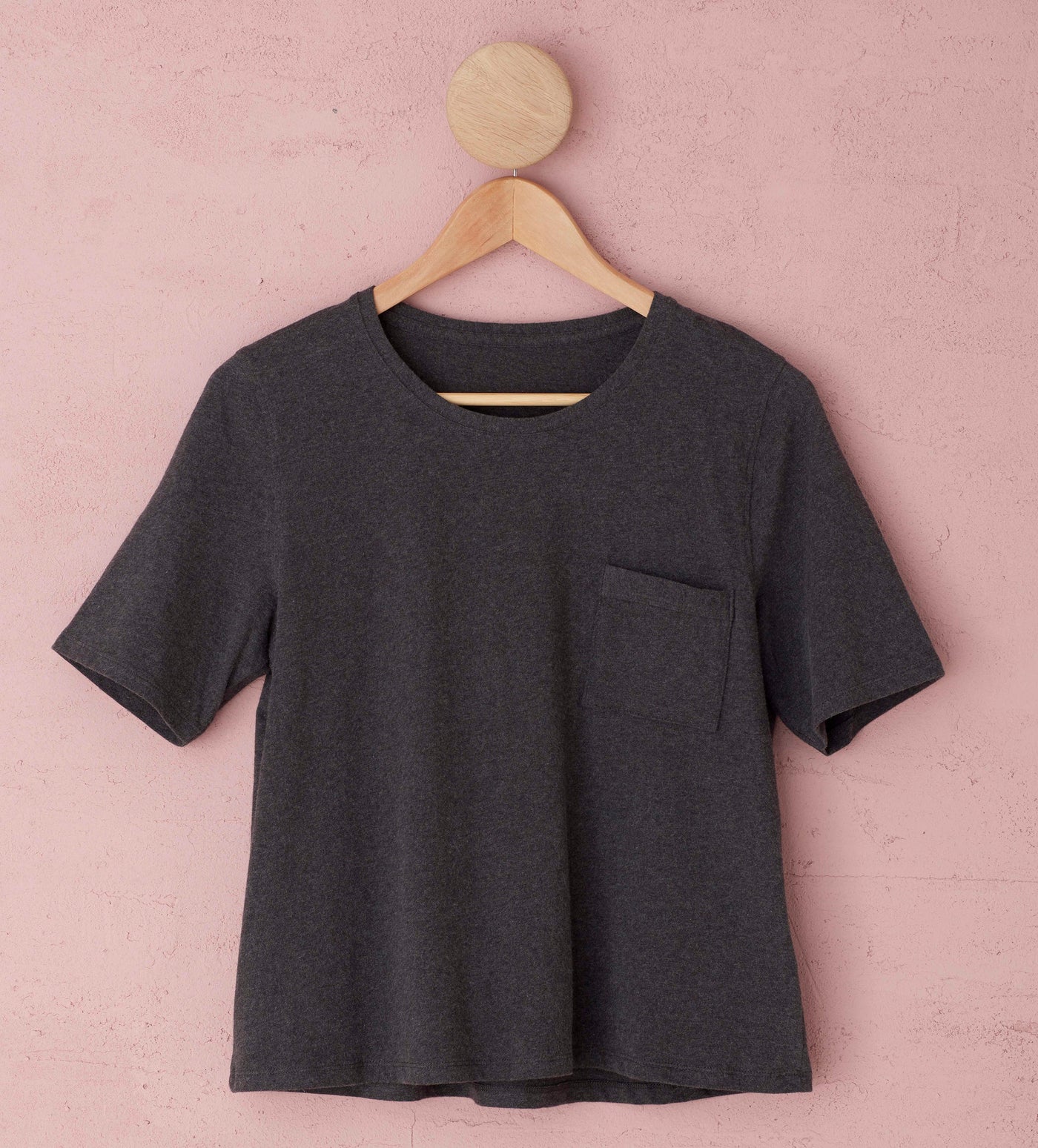 Jo Charcoal Organic Cotton T Shirt Back Hanger
