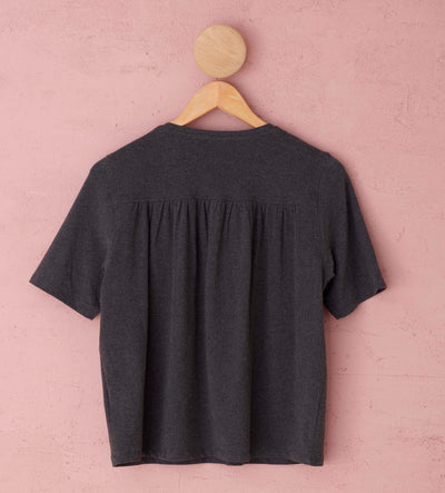 Jo Charcoal Organic Cotton T Shirt Front Hanger