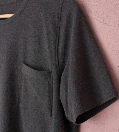 Jo Charcoal Organic Cotton T Shirt Pocket Detail