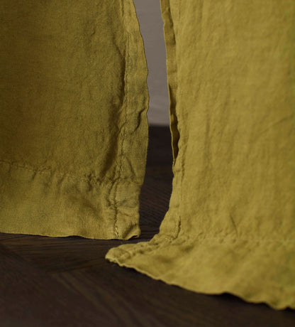 Moss Green 100% Linen Loop Top Curtain (Single)