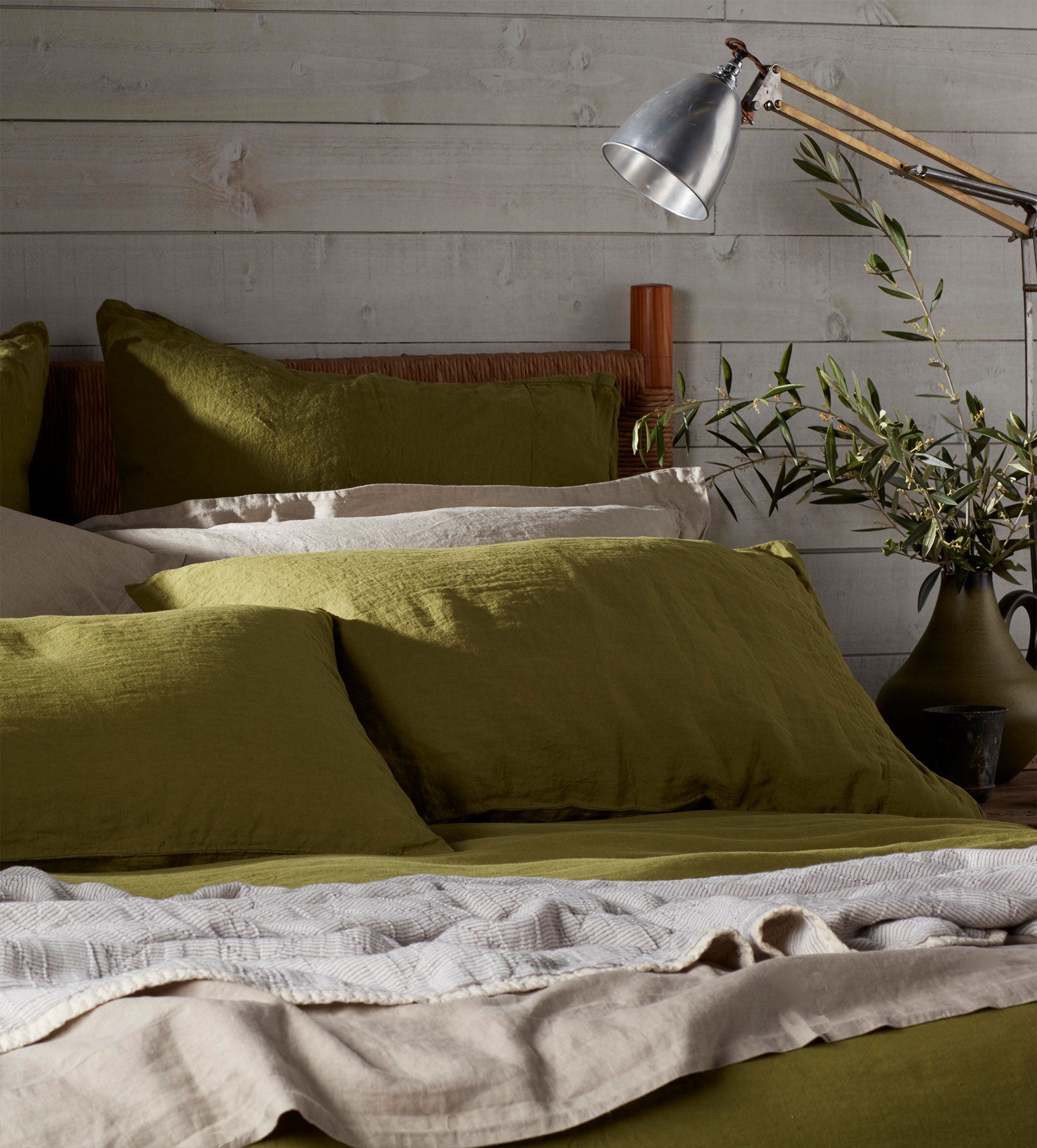 Moss Green 100% Linen Bed Linen
