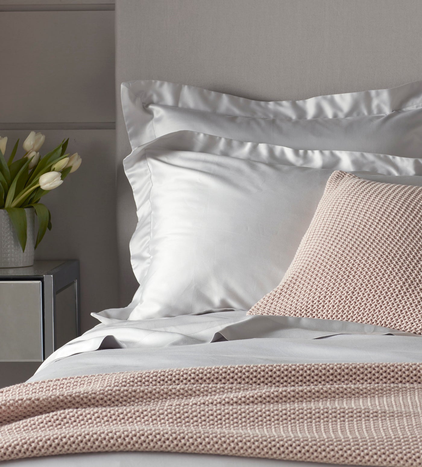 600 Thread Count Light Grey Luxury Oxford Pillowcases