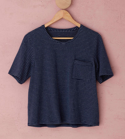 Libby Navy Organic Cotton T Shirt Front