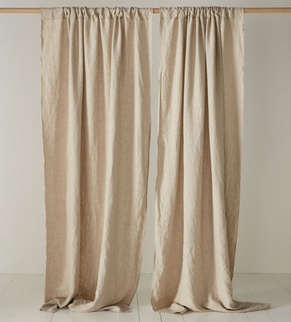 Natural 100% Linen Loop Top Curtain (Single)