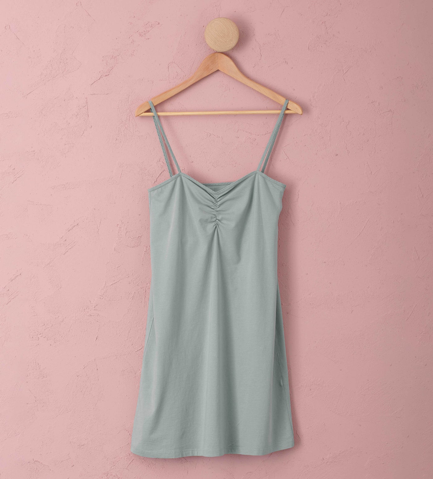 Nellie Organic Cami Nightie Teal Cut Out Front