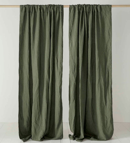 Olive Green 100% Linen Curtains