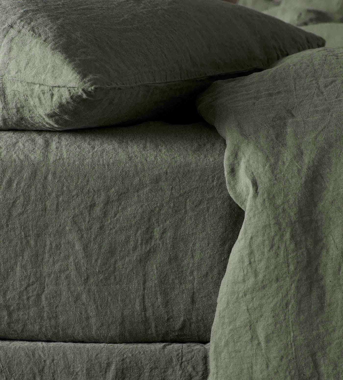 Edwald Linen Olive Green 100% Linen Bedding | Secret Linen Store
