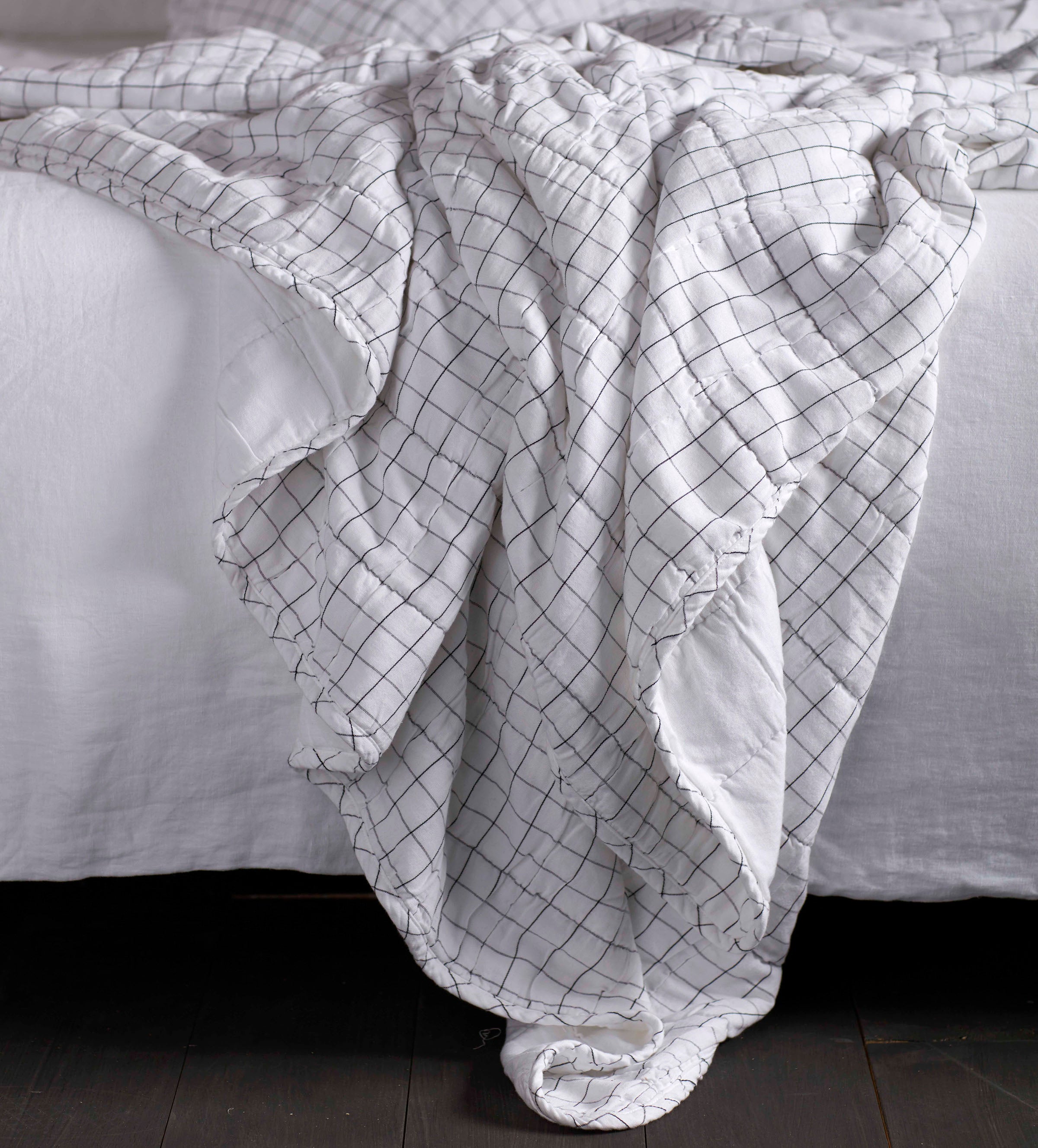 Black and White Ottilie 100 Cotton Quilted Throw Secret Linen Store