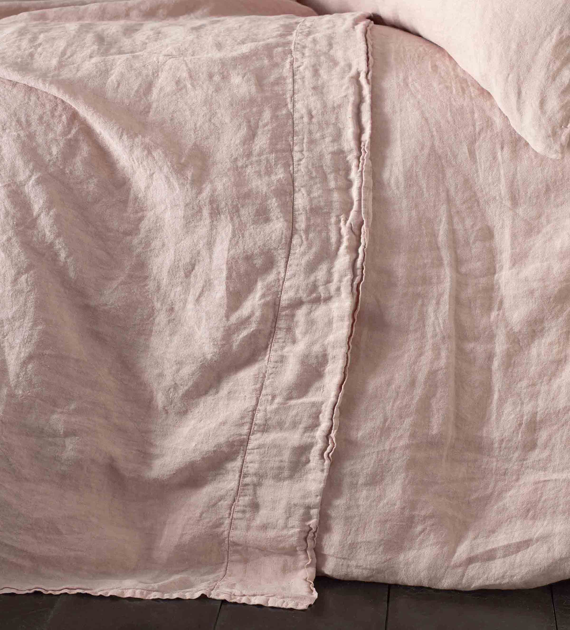 Blush Pink 100% Linen Flat Sheet