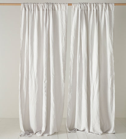 Pebble Grey 100% Linen Loop Top Curtain (Single)