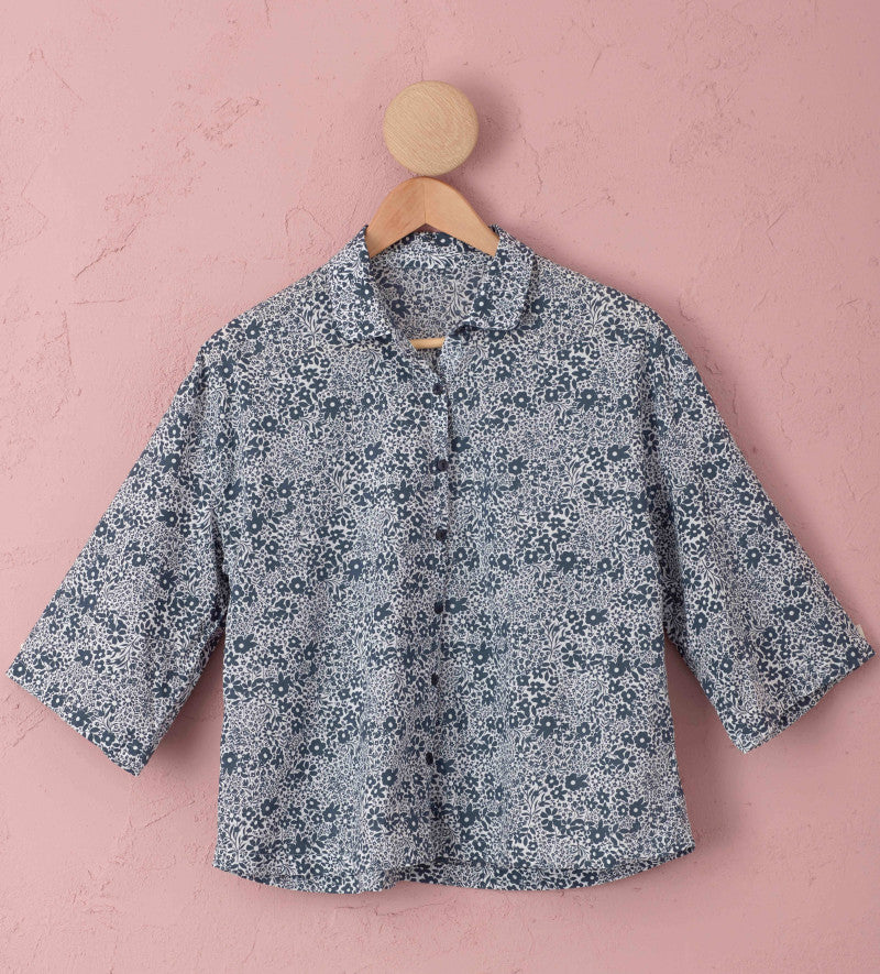 Navy Floral Print 100% Organic Cotton Nightwear