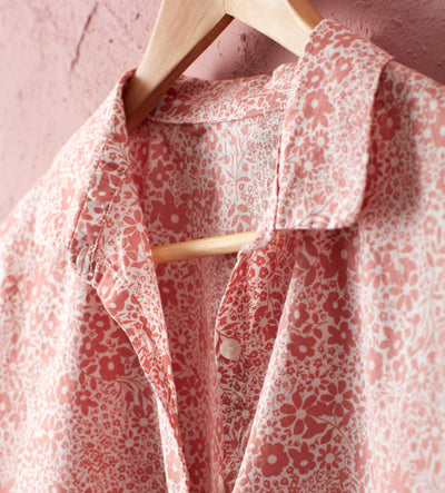 Penny Organic Pyjama Top Pink Cut Out Detail