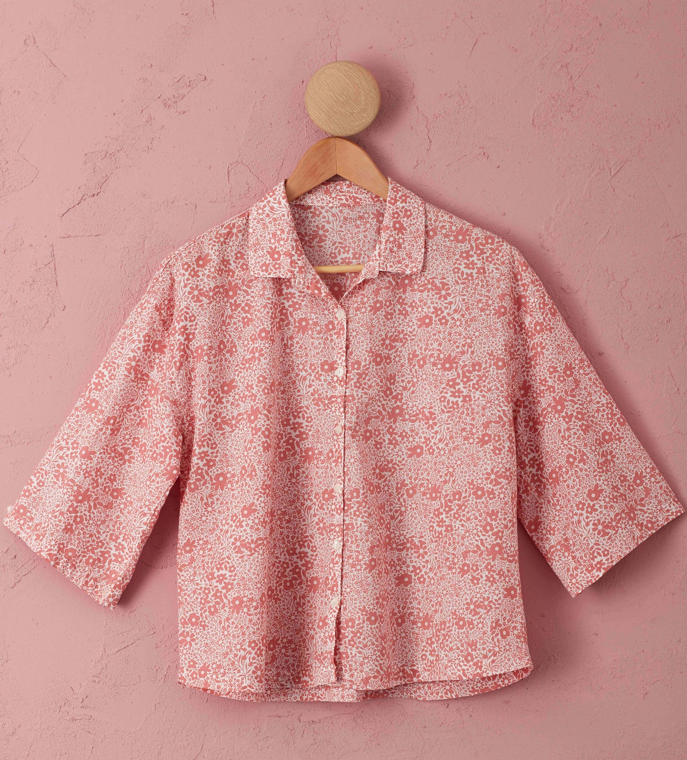Penny Organic Pyjama Top Pink Cut Out Front