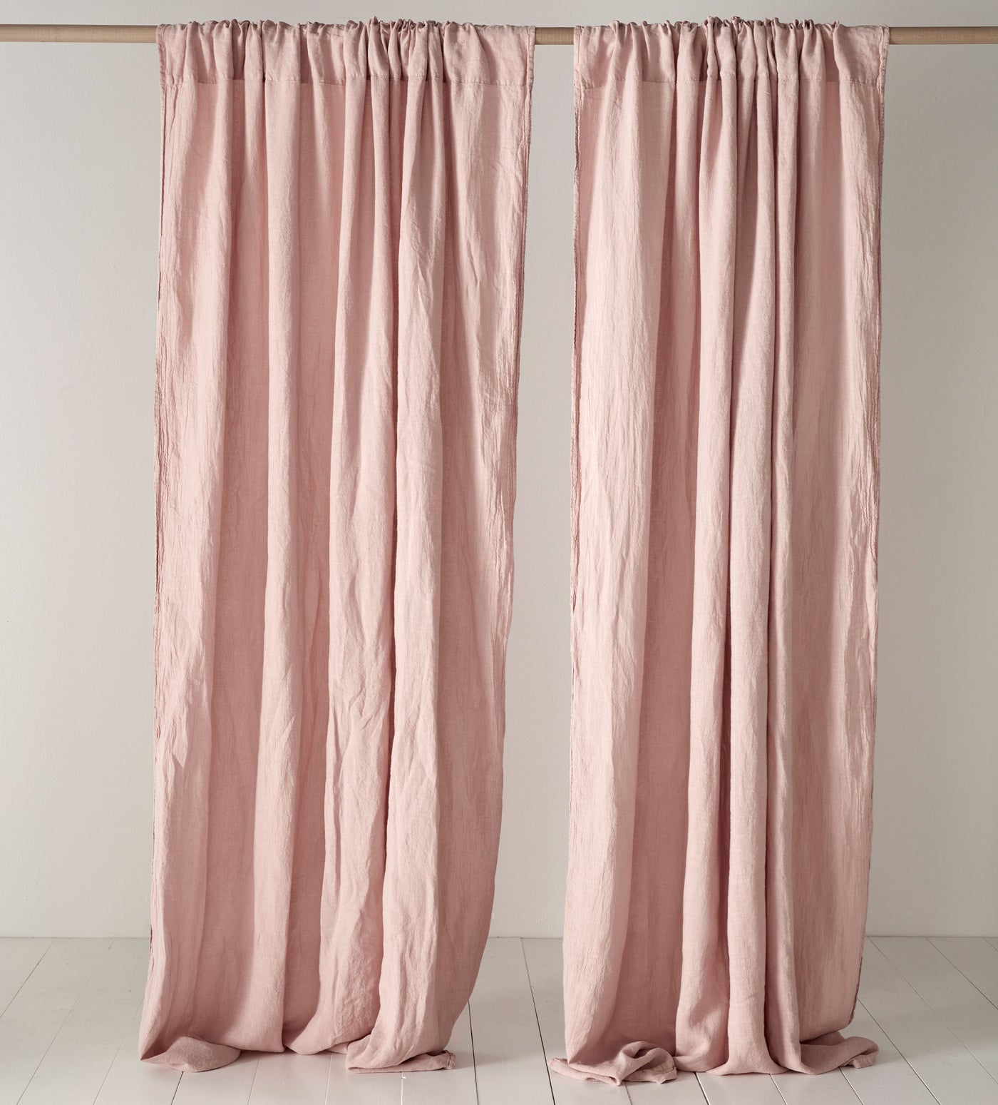 Blush Pink 100% Linen Loop Top Curtain (Single)