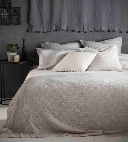 Black And Natural Stripe Cushion Cover and Bed Throw