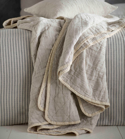 Black And Natural Stripe Bed Throw