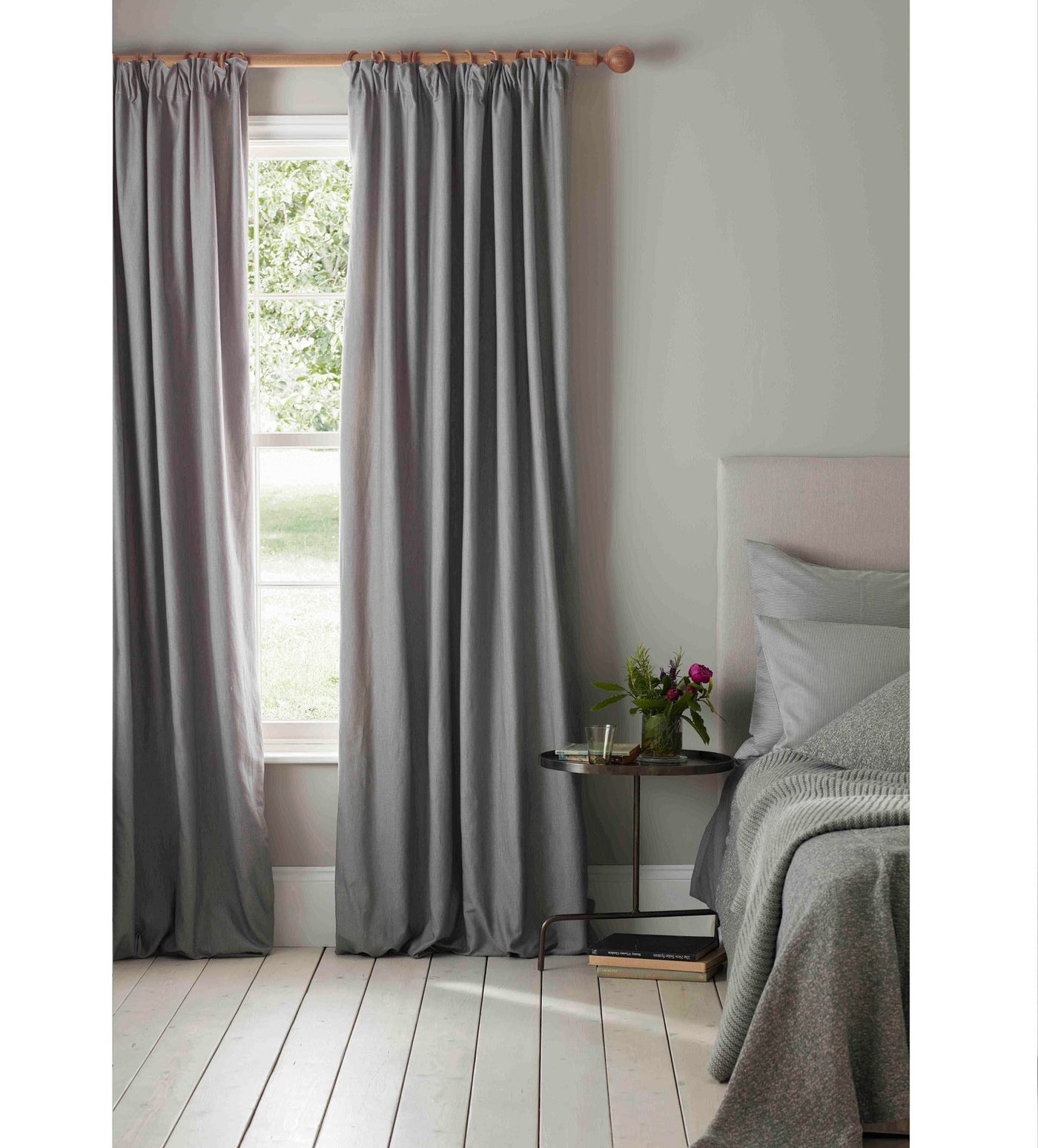 Graphite Grey Twill Cotton Blackout Curtains (Pair)