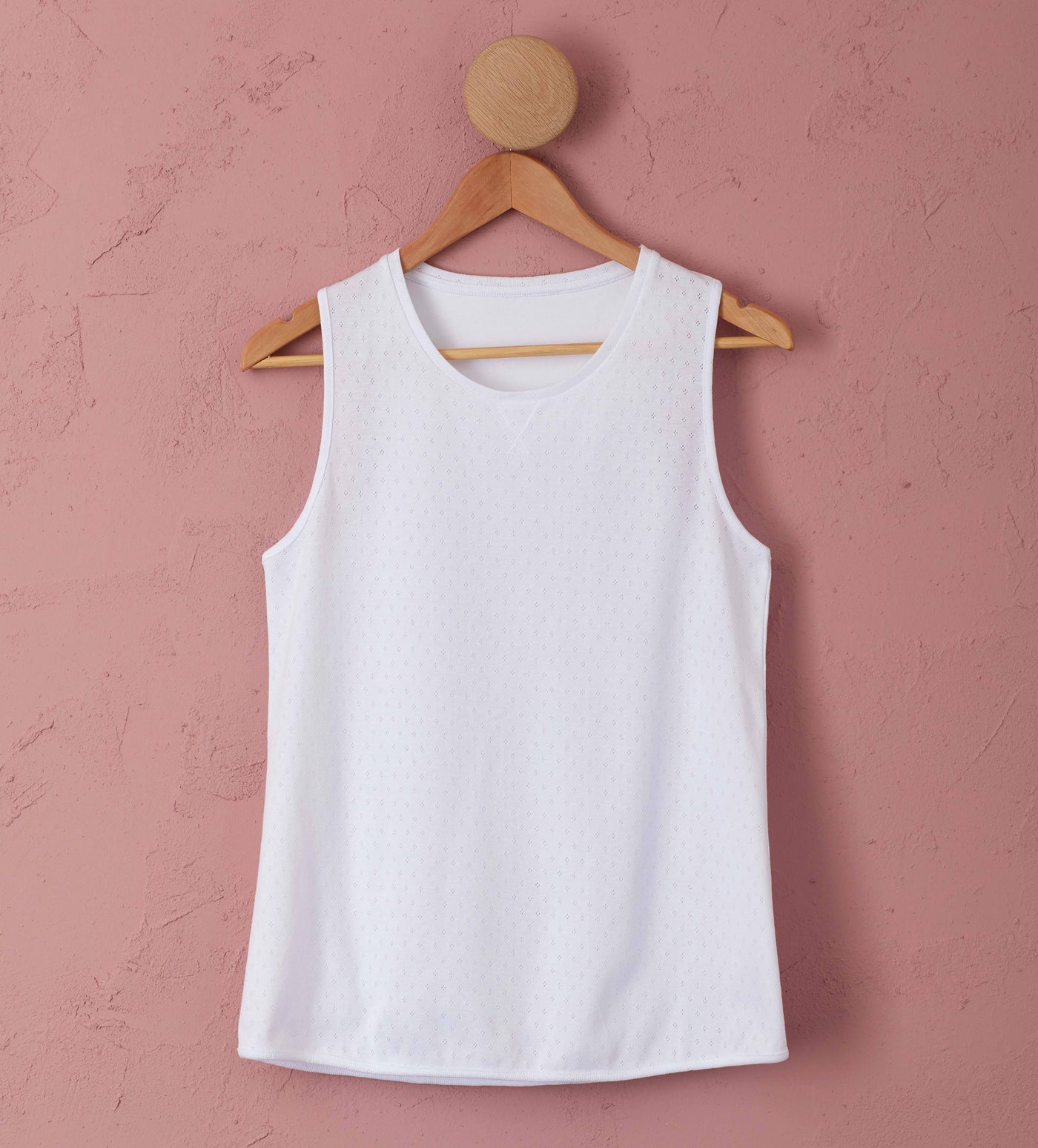 Rosie Organic Pointelle Vest White Cut Out Front