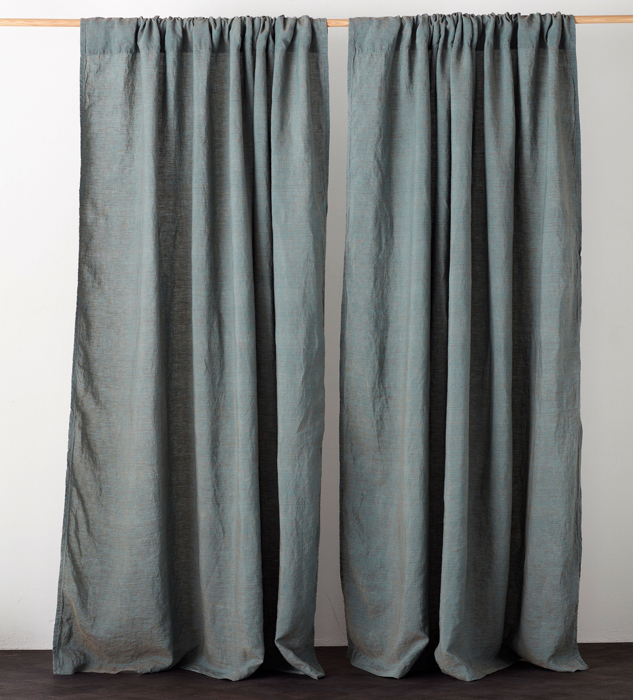 Sea Green 100 Linen Loop Top Curtain (Single) Secret Linen Store