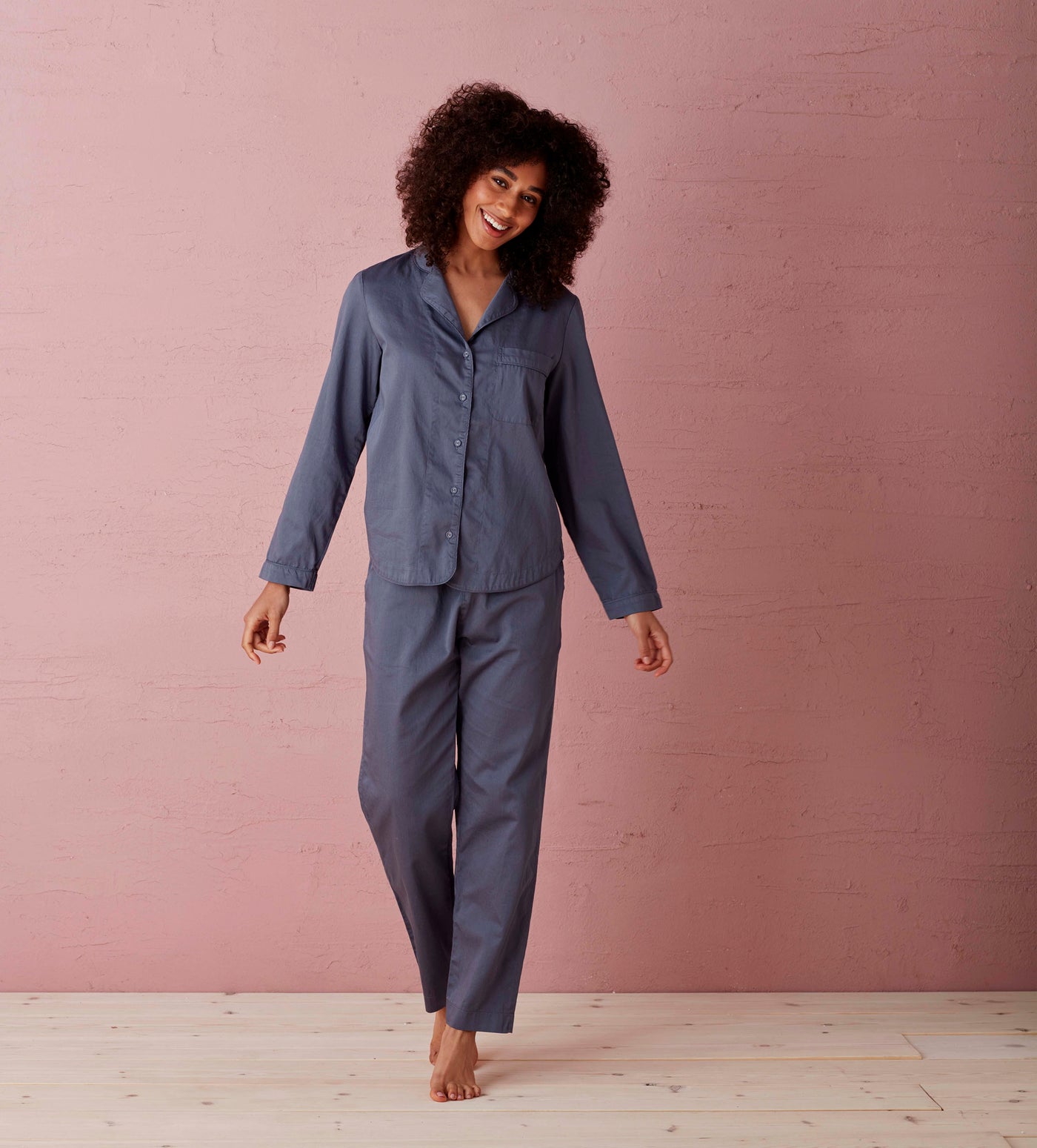 French Blue Ella Super Soft 100% Cotton Pyjama Top | Secret Linen Store