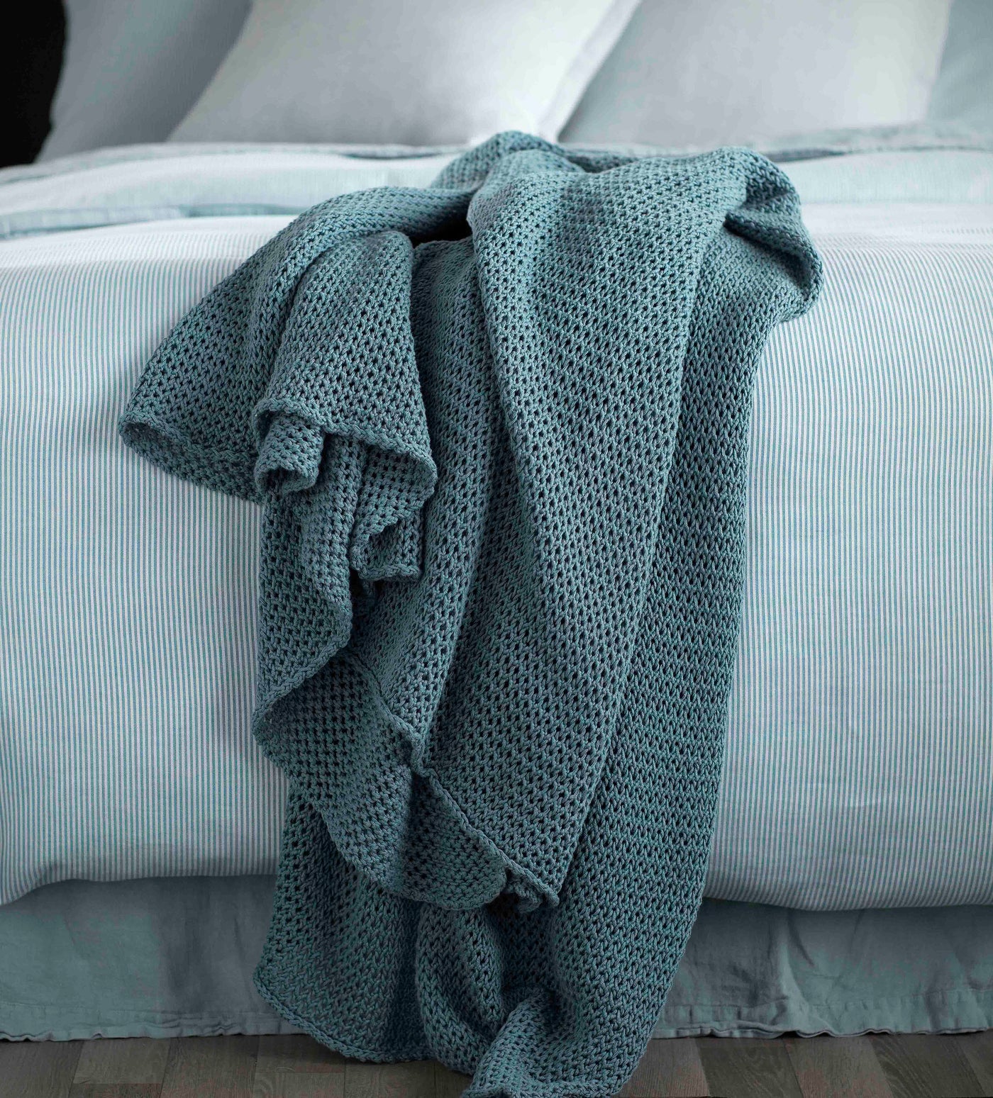 Knitted Teal Bed Throw