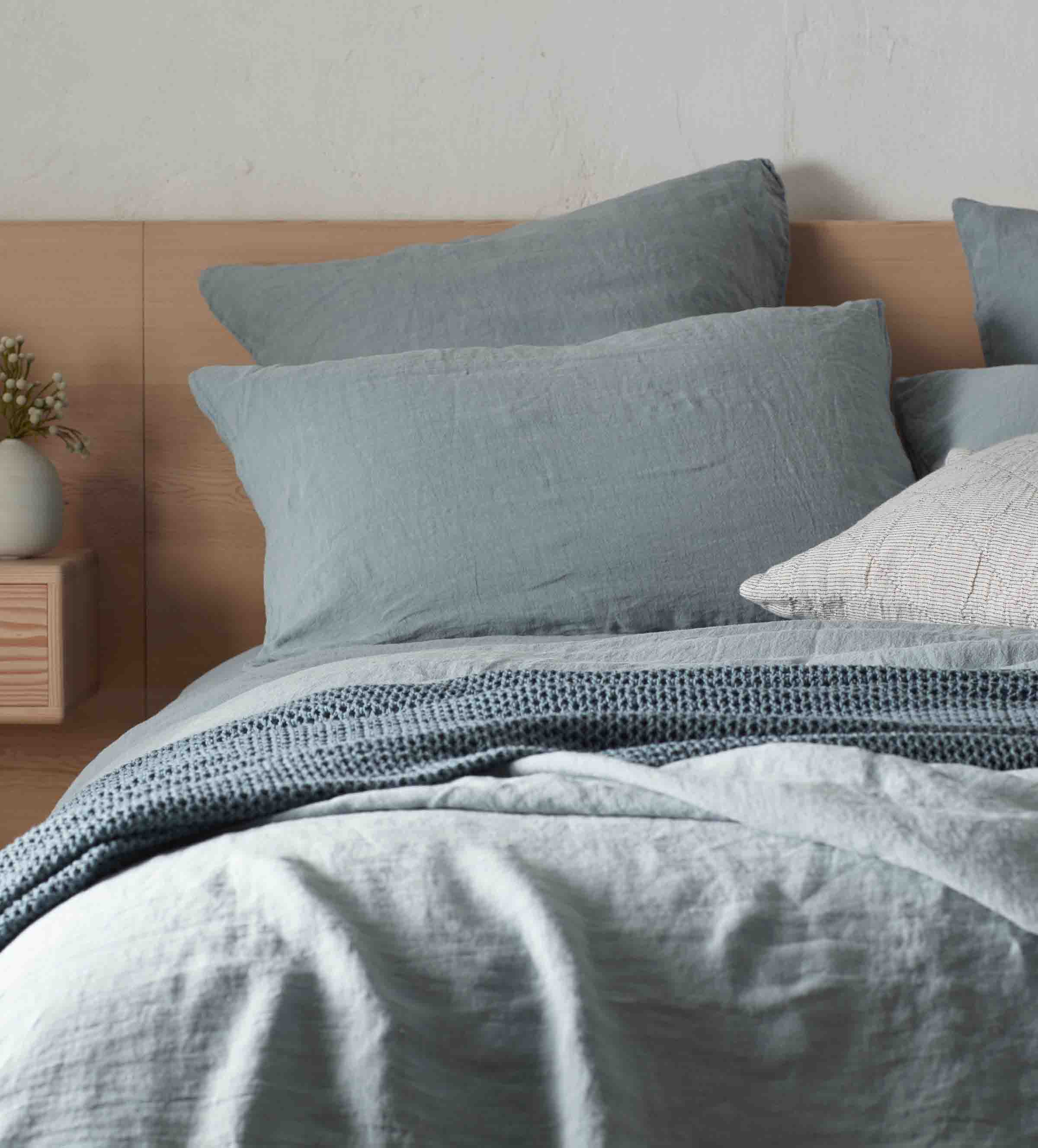 Teal 100% Linen Pillowcases