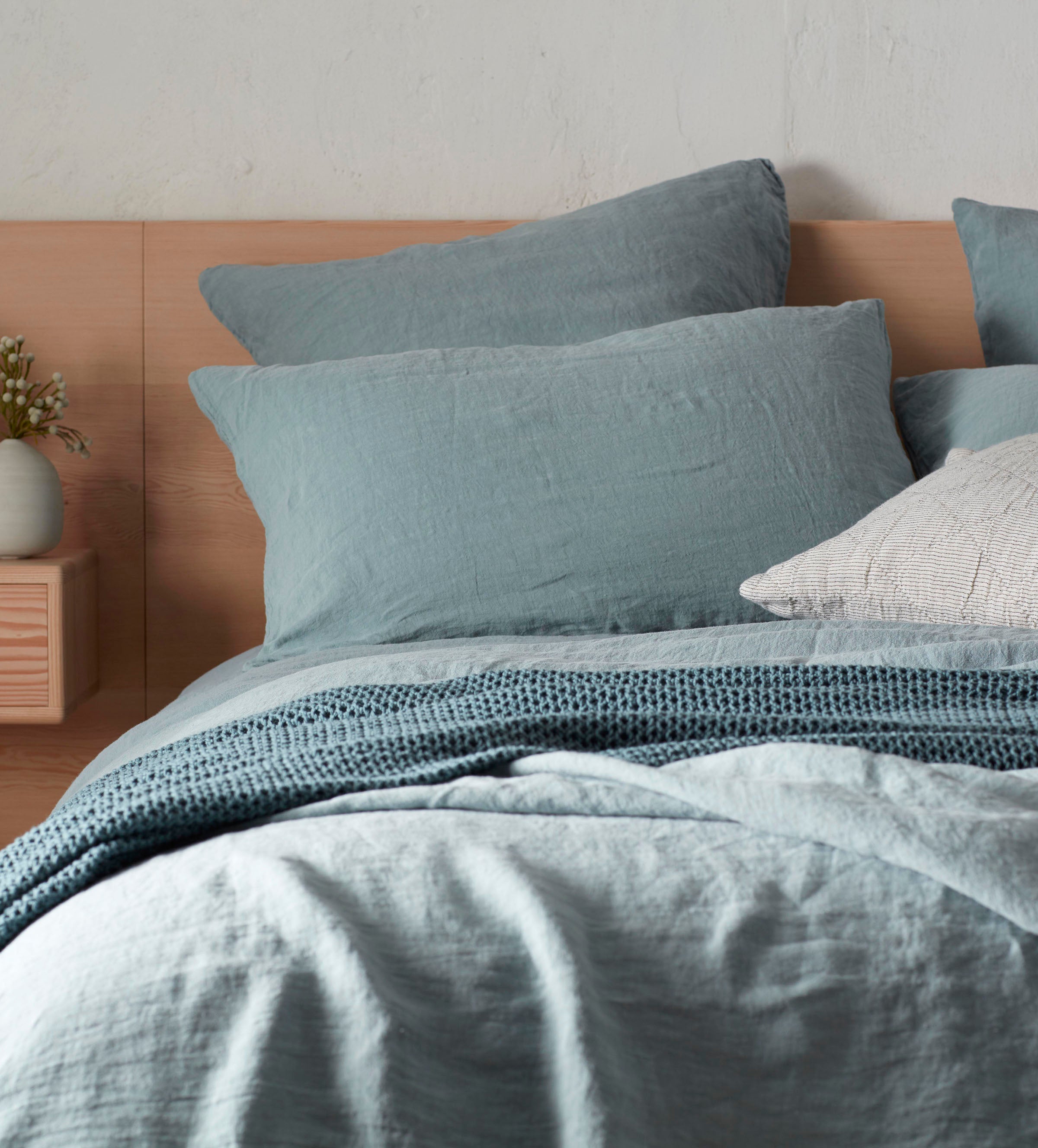 Teal 100% Linen Pillowcases