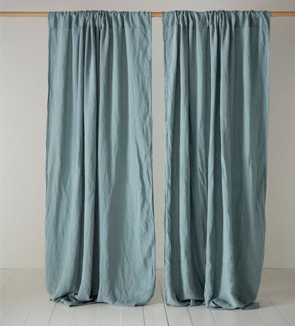 Teal 100% Linen Curtains