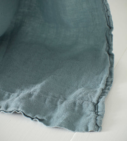 Teal !00% Linen Curtain Corner