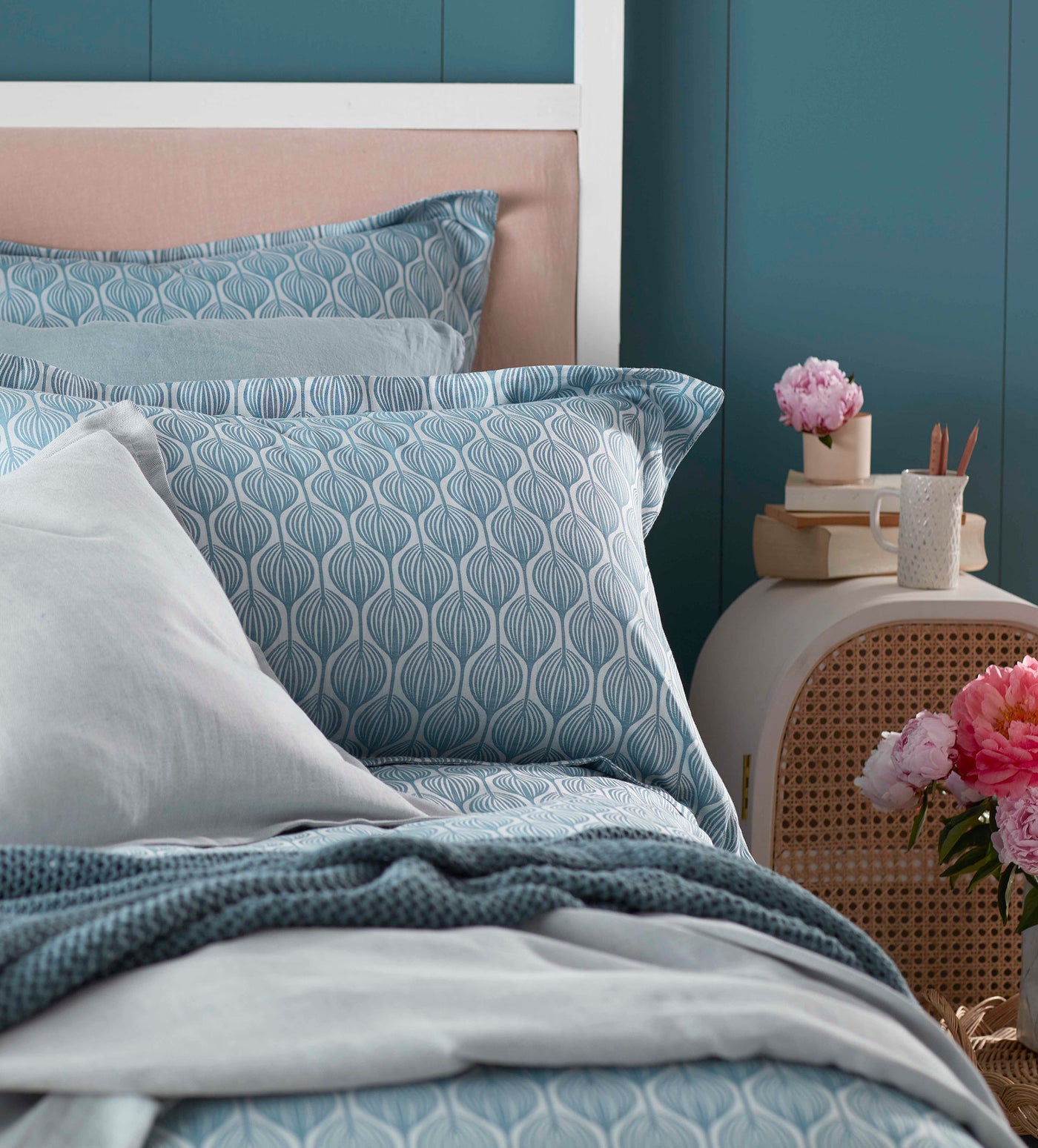 Teasels Teal Pillowcases with Teal Bedroom Accessories