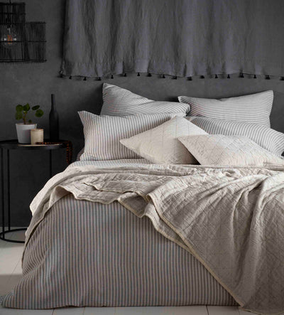 Ticking Stripe Grey Bedding and Bedroom Accessories