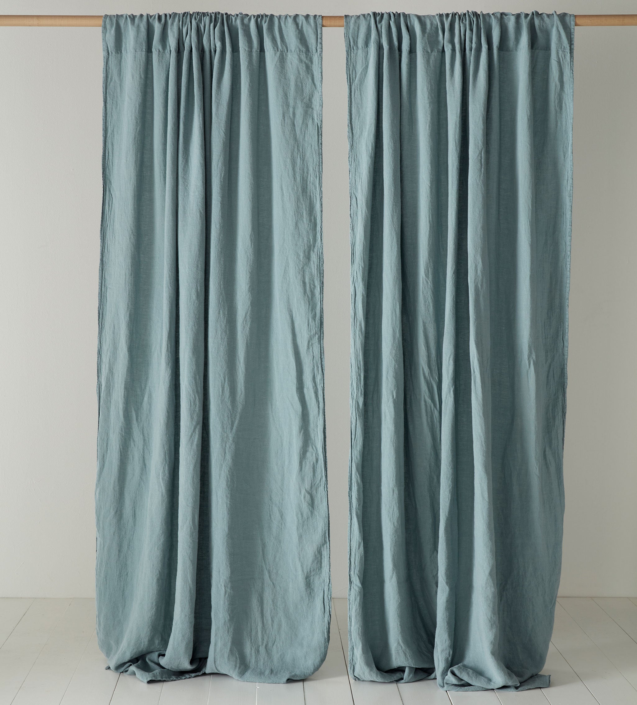 Teal 100% Linen Loop Top Curtain (Single)