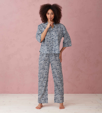 Tilly Organic Pyjama Bottoms Navy Model Front