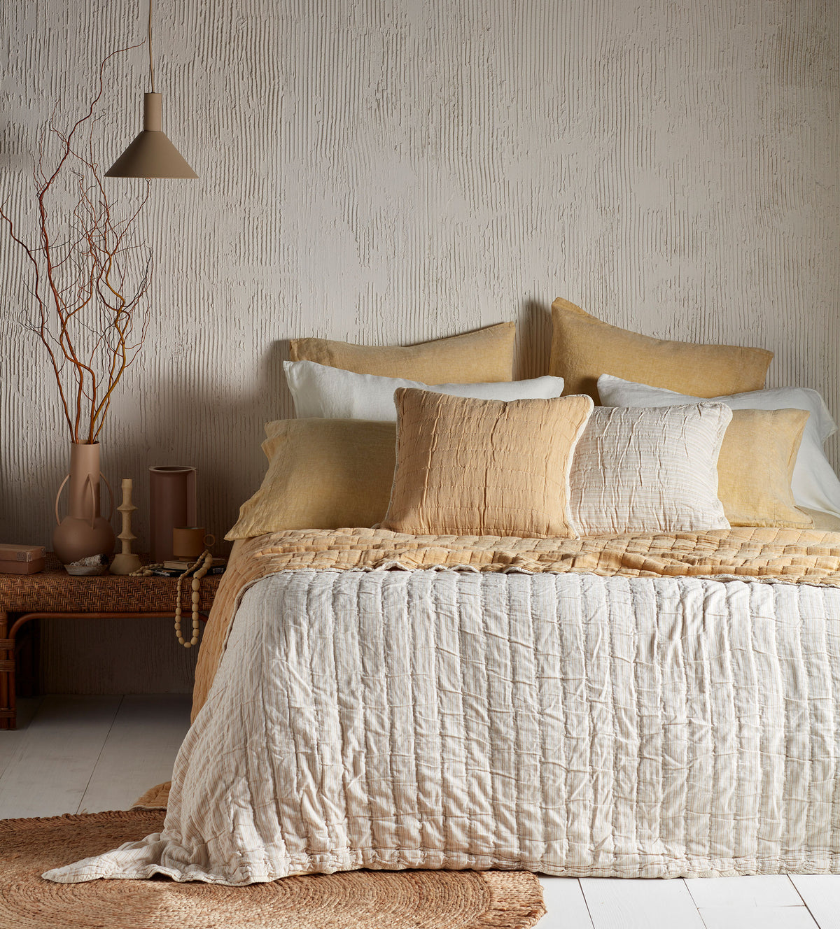 Vivienne Yellow Quilted Throw | Secret Linen Store
