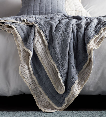 French Blue Vivienne 100% Cotton Quilted Throw