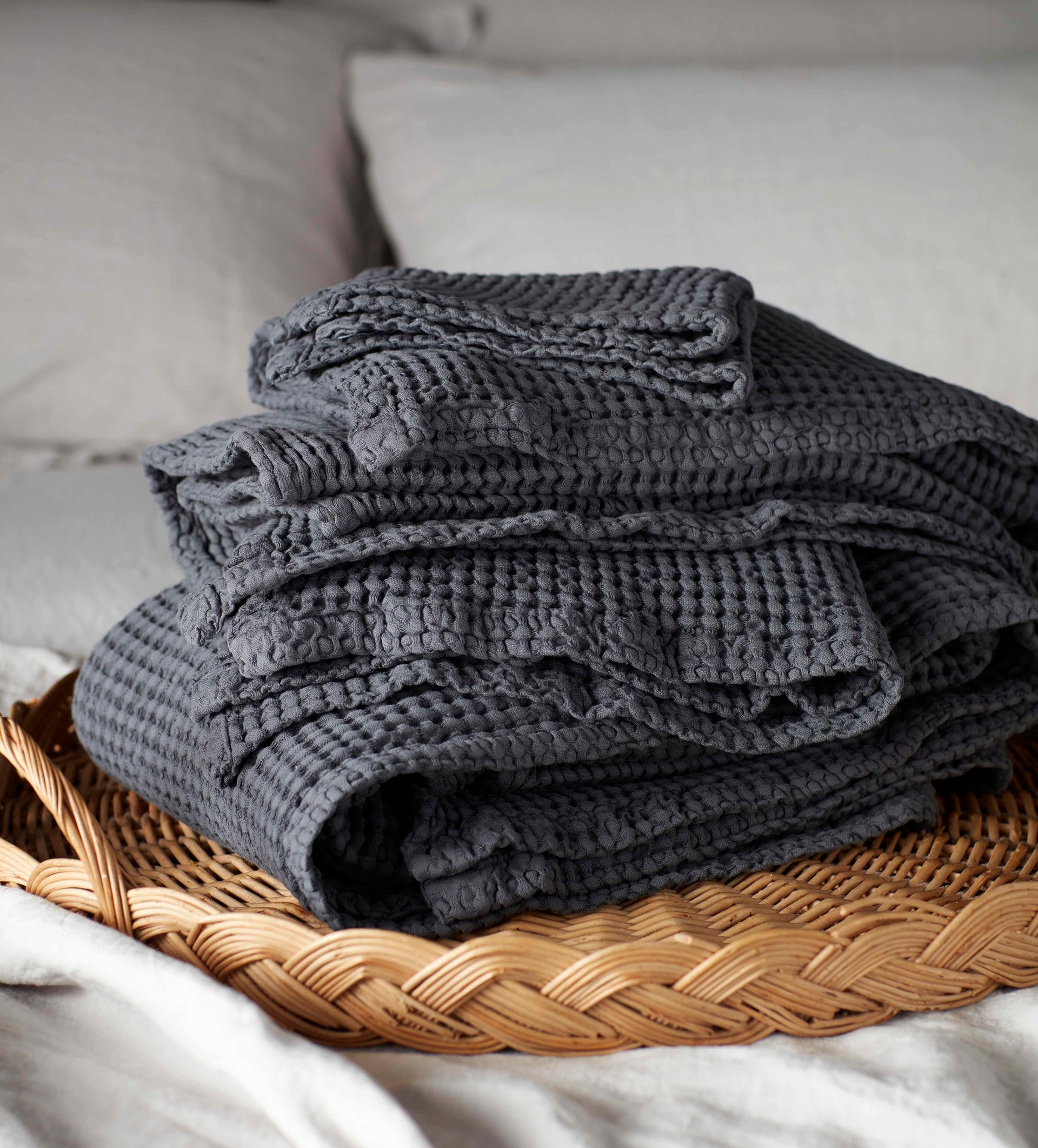 Graphite 100% Cotton Waffle Towels