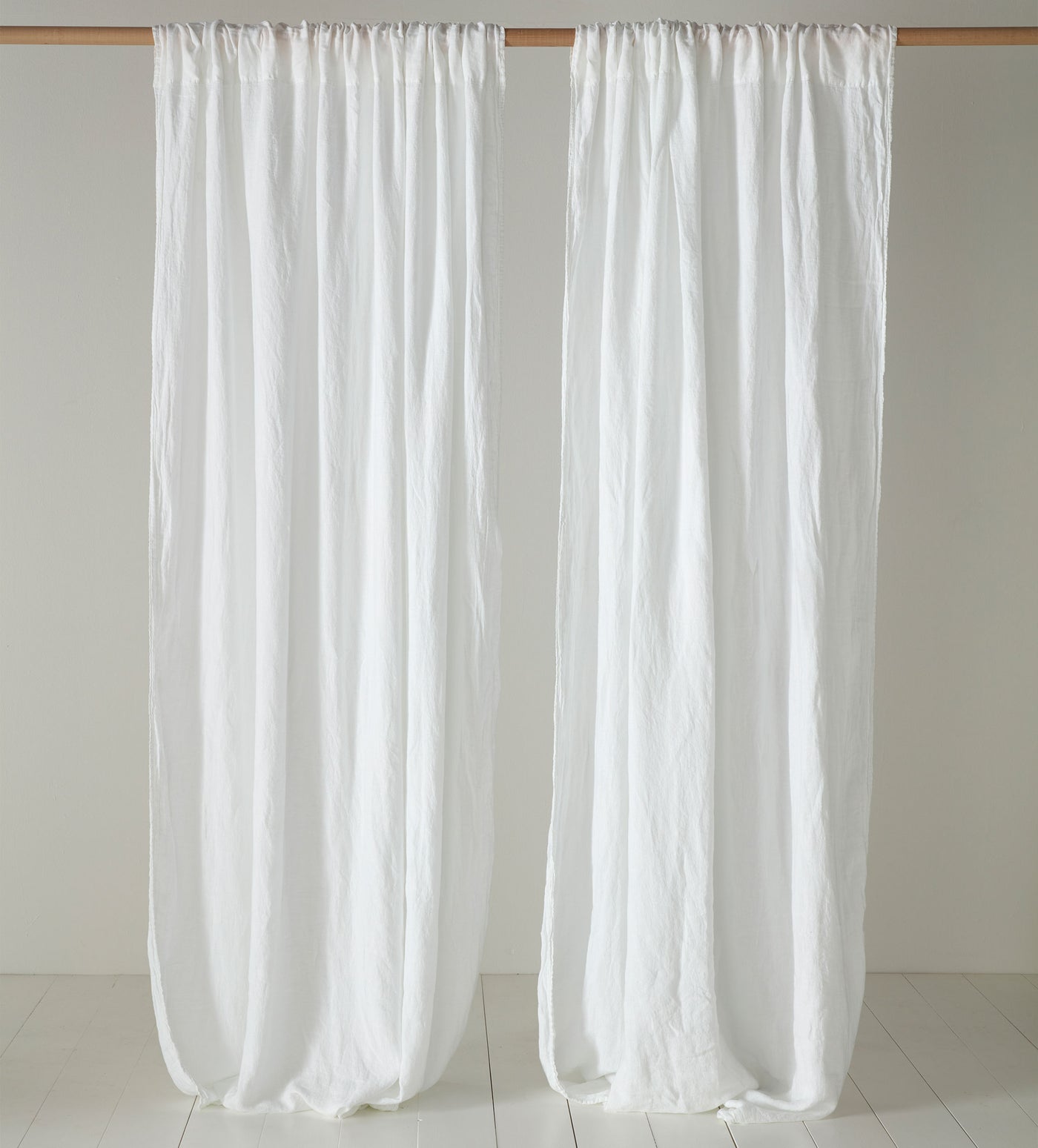 White 100% Linen Loop Top Curtain (Single)