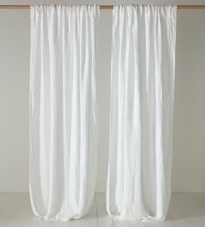 White 100% Linen Loop Top Curtain (Single)